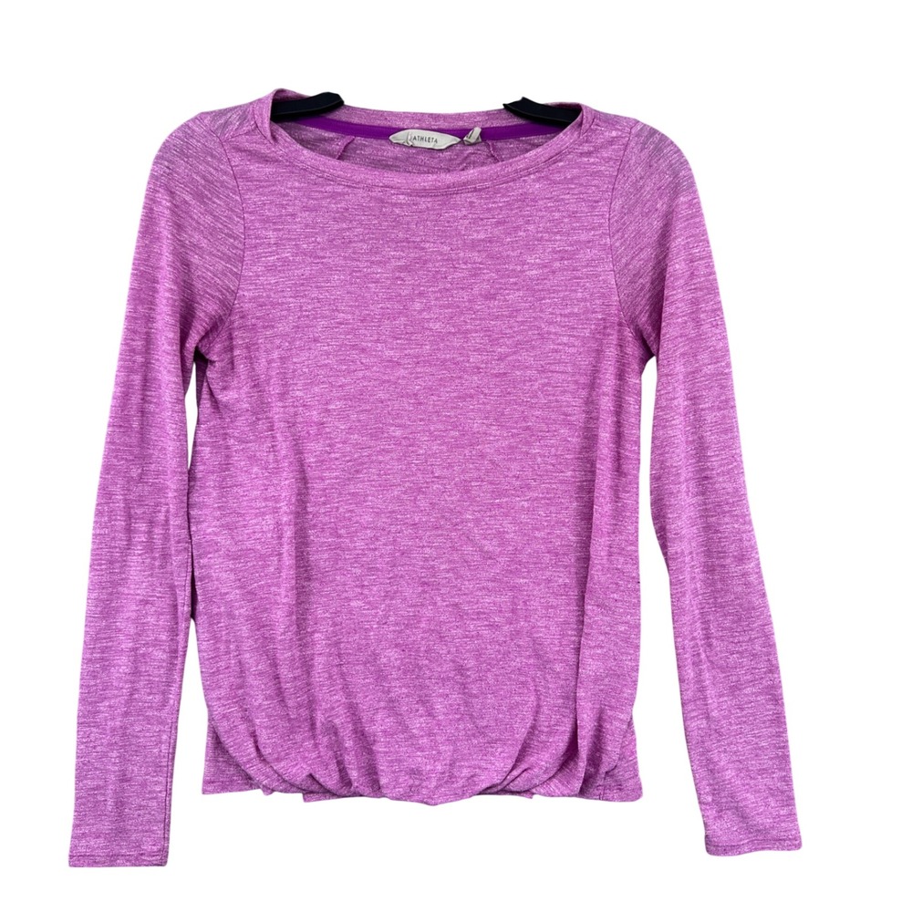 Athleta Long‎ Sleeve Twist Hem Top Size XXS Magenta Yoga Pilates Athleisure